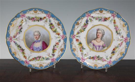 A pair of 19th century French Sevres porcelain plates, 9.25in.